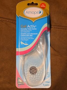 Amope GelActiv Clear Heel Insoles - Women's Everyday Comfort (Clear)